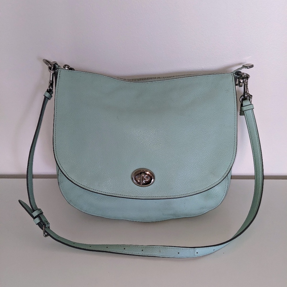 Coach  Mint/Sea-foam Green Cross Body Leather Bag